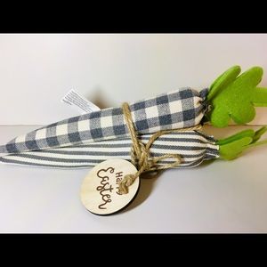 3 Rustic Gray Fabric Carrots Easter Decoration